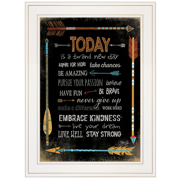 Homeroots Today Is A Brand New Day 1 White Framed Print Wall Art  Wood Paper And Texture 405204