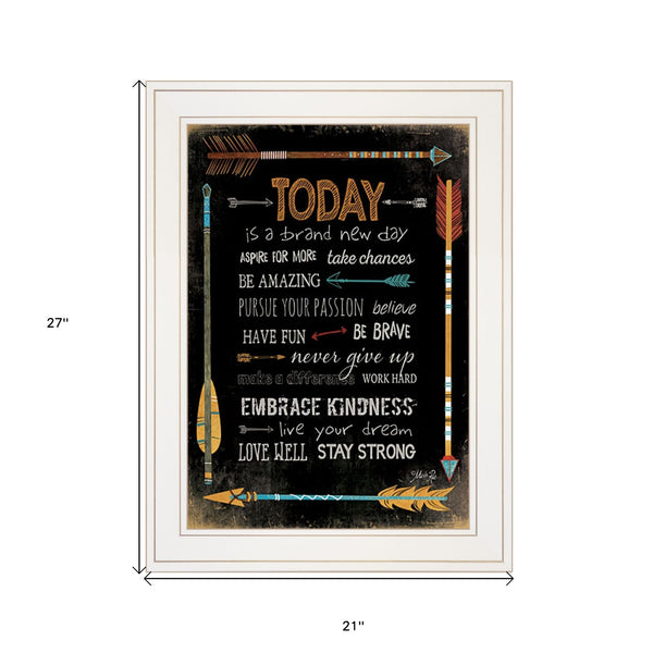 Homeroots Today Is A Brand New Day 1 White Framed Print Wall Art  Wood Paper And Texture 405204