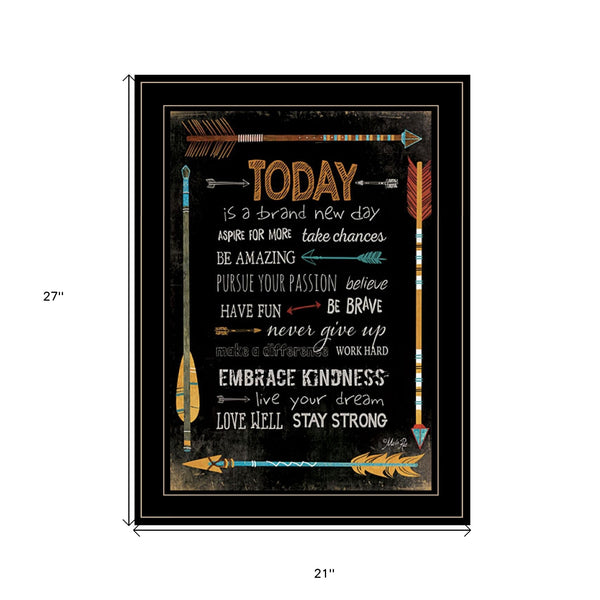 Homeroots Today Is A Brand New Day 2 Black Framed Print Wall Art  Wood Paper And Texture 405205