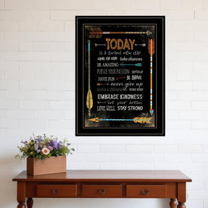 Homeroots Today Is A Brand New Day 2 Black Framed Print Wall Art  Wood Paper And Texture 405205