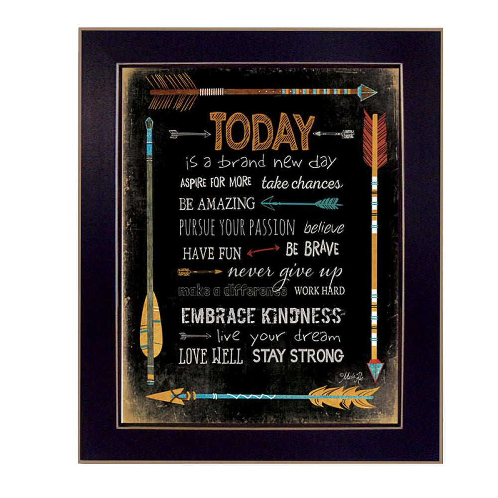 Homeroots Today Is A Brand New Day 3 Black Framed Print Wall Art  Mdf Paper Print Texture 405206