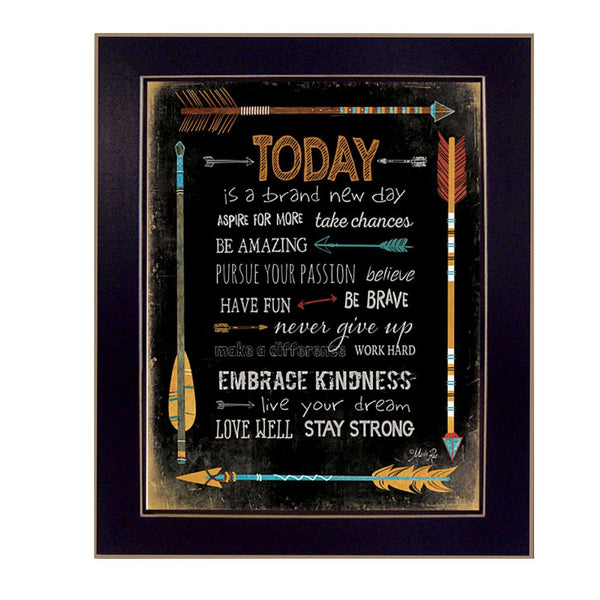 Homeroots Today Is A Brand New Day 3 Black Framed Print Wall Art  Mdf Paper Print Texture 405206