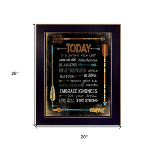 Homeroots Today Is A Brand New Day 3 Black Framed Print Wall Art  Mdf Paper Print Texture 405206