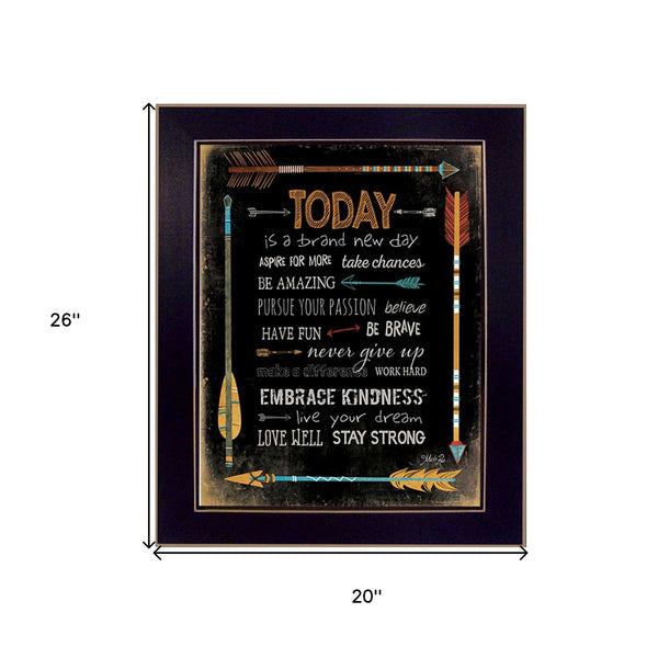 Homeroots Today Is A Brand New Day 3 Black Framed Print Wall Art  Mdf Paper Print Texture 405206