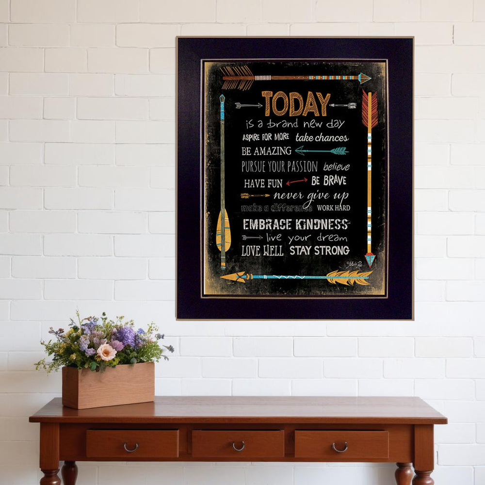 Homeroots Today Is A Brand New Day 3 Black Framed Print Wall Art  Mdf Paper Print Texture 405206