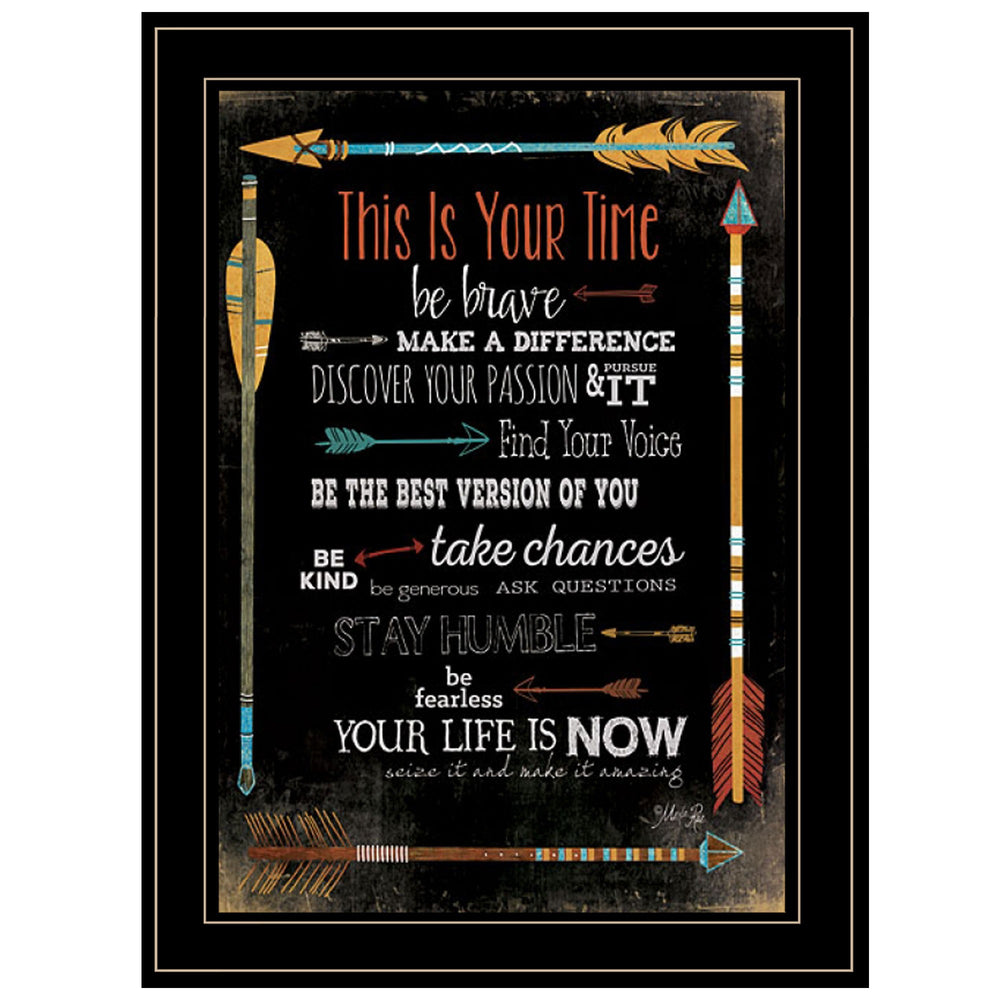 Homeroots This Is Your Time 2 Black Framed Print Wall Art  Wood Paper And Texture 405208