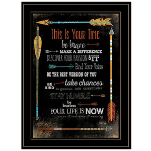 Homeroots This Is Your Time 2 Black Framed Print Wall Art  Wood Paper And Texture 405208