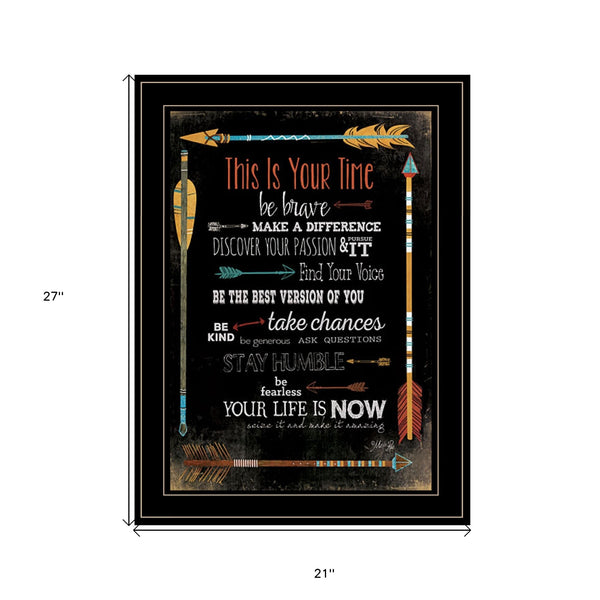 Homeroots This Is Your Time 2 Black Framed Print Wall Art  Wood Paper And Texture 405208