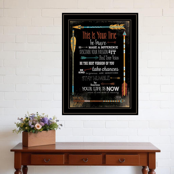 Homeroots This Is Your Time 2 Black Framed Print Wall Art  Wood Paper And Texture 405208