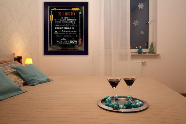 Homeroots This Is Your Time 3 Black Framed Print Wall Art  Mdf Paper Print Texture 405209