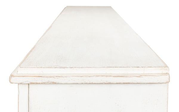 Sarreid Beecher Sideboard With 4 Doors - Stylish Whitewash Finish & 4 Fixed Shelves In Reclaimed Pine White  40521