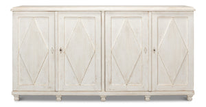 Sarreid Beecher Sideboard With 4 Doors - Stylish Whitewash Finish & 4 Fixed Shelves In Reclaimed Pine White  40521