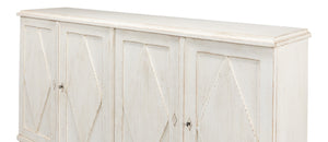 Sarreid Beecher Sideboard With 4 Doors - Stylish Whitewash Finish & 4 Fixed Shelves In Reclaimed Pine White  40521