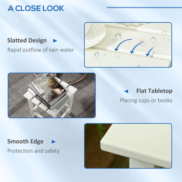 English Elm Outsunny Weather-Resistant 15" Adirondack Side Table – Stylish, Durable Hdpe Table For Outdoor Spaces W2225P200881-GIGA