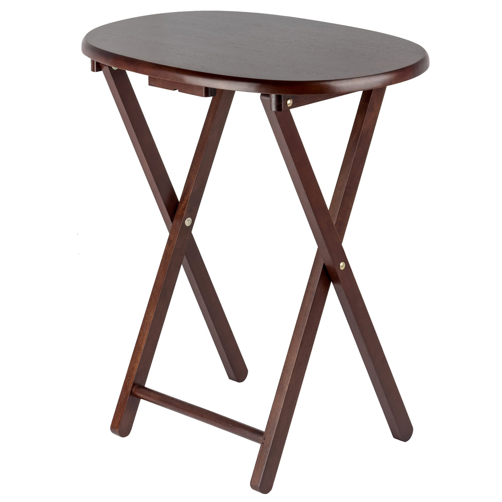 Winsome Wood Nathan 5-piece Snack Table Set - Stylish Oval Design, Solid Wood With Cappuccino Finish & Storage Rack Cappuccino Solid Wood 40524-winsome-wood