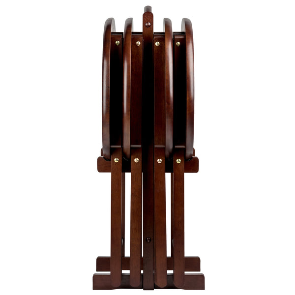 Winsome Wood Nathan 5-piece Snack Table Set - Stylish Oval Design, Solid Wood With Cappuccino Finish & Storage Rack Cappuccino Solid Wood 40524-winsome-wood