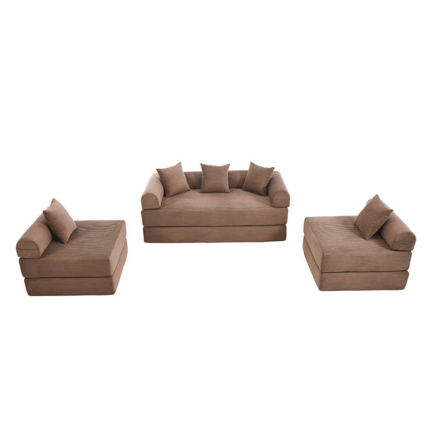 English Elm United We Win Convertible Sofa Bed With Memory Foam, Cloud Corduroy Upholstery For Cozy Spaces W1568S00253-GIGA