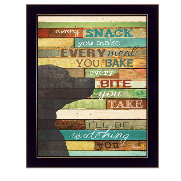 Homeroots Ill Be Watching You 8 Black Framed Print Wall Art  Mdf Paper Print Texture 405250