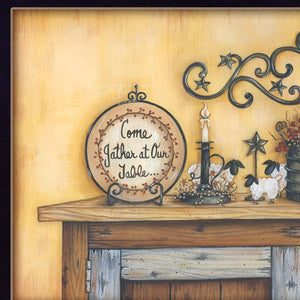 Homeroots Come Gather At Our Table 2 Black Framed Print Wall Art  Wood Product Paper Print Uv Coating 405271