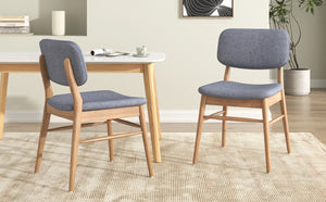 English Elm Christopher Knight Home® - Set Of 2 Mid-Century Upholstered Dining Chairs - Stylish Rubberwood Frame, Natural & Gray Finish N759P307029L