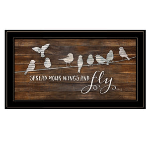Homeroots Spread Your Wings And Fly 2 Black Framed Print Wall Art  Paper,Wood 405331