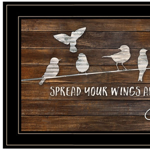 Homeroots Spread Your Wings And Fly 2 Black Framed Print Wall Art  Paper,Wood 405331
