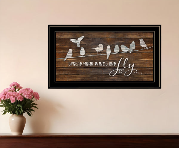 Homeroots Spread Your Wings And Fly 2 Black Framed Print Wall Art  Paper,Wood 405331