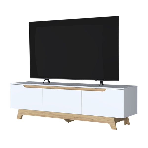 English Elm FM Irmo Wall-Mounted Entertainment Center with Shelves — Space-Saving Modern TV Panel and Display Shelf for Organized Living Room Decor White 76 L x 23 W x 5 H B128P283291