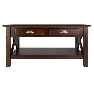 Winsome Wood Xola Coffee Table, Dark Cappuccino Finish With Storage Drawers & Stylish Cross Design Accent Cappuccino Solid ,Composite Wood 40538-winsome-wood
