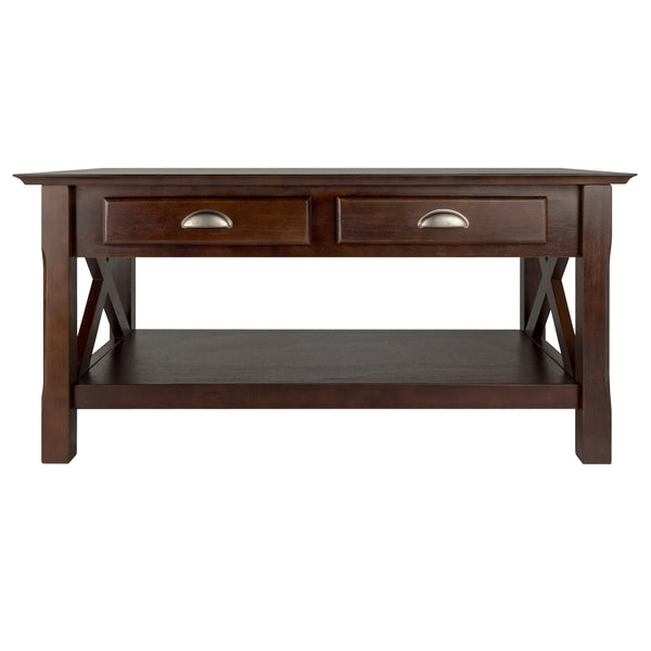 Winsome Wood Xola Coffee Table, Dark Cappuccino Finish With Storage Drawers & Stylish Cross Design Accent Cappuccino Solid ,Composite Wood 40538-winsome-wood