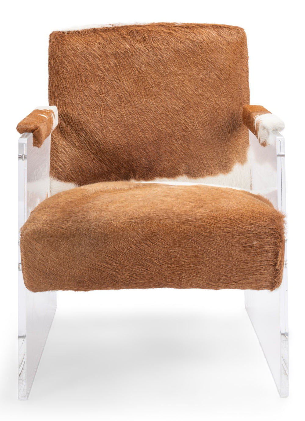 Sarreid Holloway Armchair - Luxurious Brown & White Fur, Stylish Leather & Acrylic For Modern Living Spaces Brown  40538