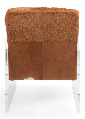 Sarreid Holloway Armchair - Luxurious Brown & White Fur, Stylish Leather & Acrylic For Modern Living Spaces Brown  40538