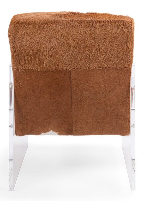Sarreid Holloway Armchair - Luxurious Brown & White Fur, Stylish Leather & Acrylic For Modern Living Spaces Brown  40538
