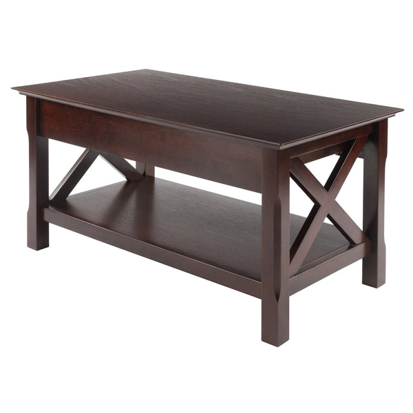 Winsome Wood Xola Coffee Table, Dark Cappuccino Finish With Storage Drawers & Stylish Cross Design Accent Cappuccino Solid ,Composite Wood 40538-winsome-wood
