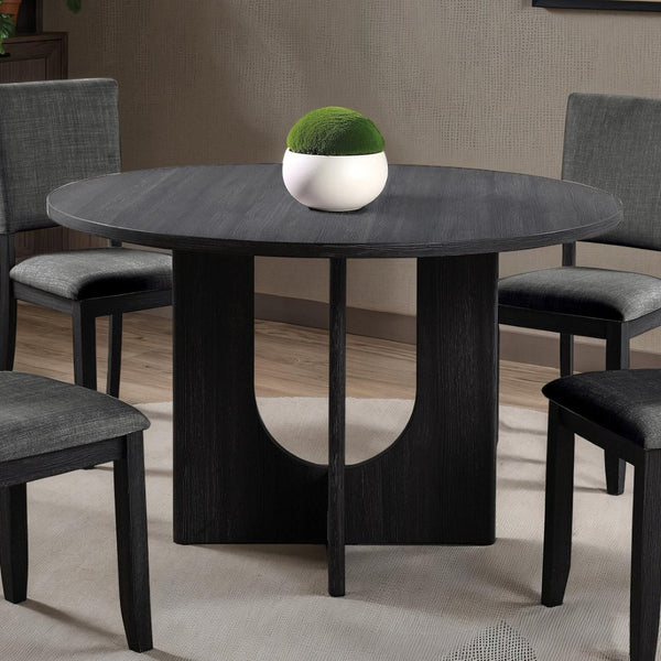 English Elm Classic Round Pedestal Dining Table Rubberwood Matte Finish Seats Four Modern Home Dark Gray B2741P421160
