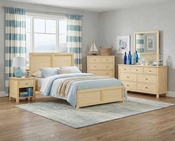 English Elm Contemporary Full Platform Bed Tall Headboard Natural Pine Wood Scandinavian Bedroom Frame B011S02455