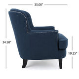 Christopher Knight Home® - Noble House - Tafton Dark Blue Fabric Club Chair