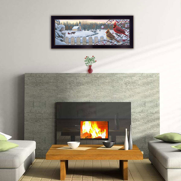 Homeroots White Crimson Morning 1 Black Framed Print Wall Art  Wood Paper And Texture 405502