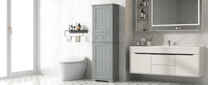English Elm Tall Bathroom Storage Cabinet - Stylish Freestanding Organizer With Drawer & Adjustable Shelf In Grey N725P206890E-GIGA