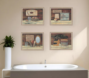 HomeRoots Set of Four Bathroom Prints | Vibrant Framed Wall Art for Modern & Traditional Decor Styles 405619
