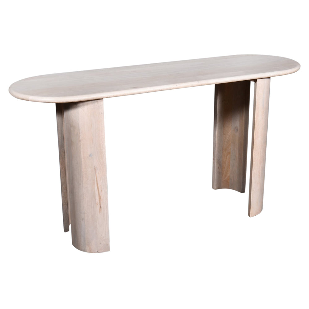English Elm Living Oval Mango Wood Console Table 58"L x18"W x30"H — White Oak Finish, Durable Elegant Entryway Piece B2741S00233