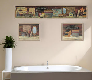 HomeRoots Set of Three Rustic COUNTRY BATH II Framed Prints - Charming Wall Art for Bathroom Decor Upgrade 405623