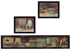 HomeRoots Set of Three COUNTRY BATH II Black Framed Prints - Rustic Wall Art for Stylish Bathroom Decor 405625