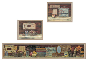 HomeRoots Set of Three COUNTRY BATH II Framed Prints - Rustic Bathroom Wall Art for Cozy Home Decor Update 405627