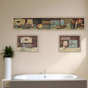 HomeRoots Set of Three COUNTRY BATH II Framed Prints - Rustic Bathroom Wall Art for Cozy Home Decor Update 405627