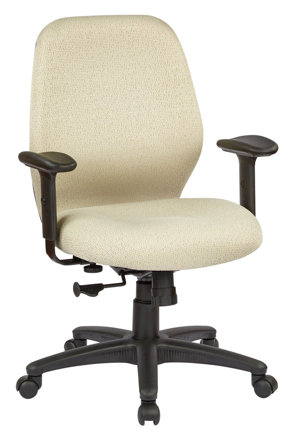OSP Home Furnishings Mid Back Ergonomic Managers Chair with Synchro Tilt Lumbar Support and Padded Arms Cotton 3121-K008