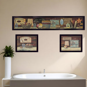 HomeRoots Set of Three COUNTRY BATH II Black Framed Prints – Stylish Wall Art for Bathroom & Home Decor 405629