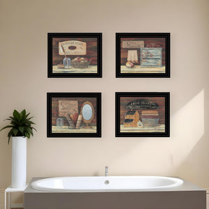 HomeRoots Set of Four Bathroom Collection II - Stylish Black Framed Wall Art Prints for Modern Decor 405631