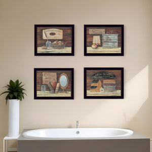 HomeRoots Set of Four Framed Bathroom Prints - Modern Black Artwork for Stylish Home Décor Refresh 405632