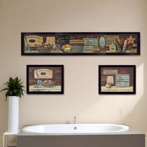 HomeRoots Set of Three Country Bath Black Framed Prints - Stylish Wall Art for Bathrooms, Kitchens & More! 405635